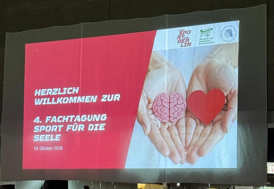 Begrüßungsfolie der 4. Fachtagung Sport für die Seele